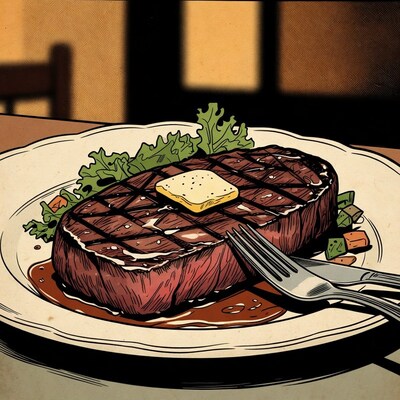 Grilled Steak with Butter and Herbs