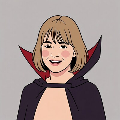 Asian girl in vampire costume illustration