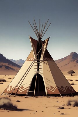Teepee in desert mountains