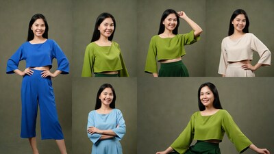 Asian woman in colorful crop top outfits