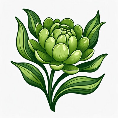 Green Chrysanthemum Flower Illustration