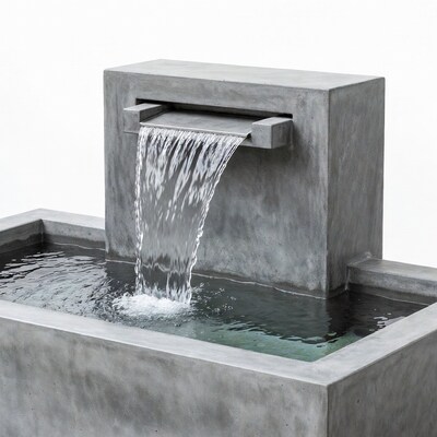 Concrete Waterfall Fountain with Pool