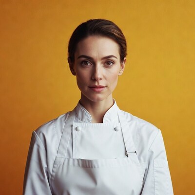 Woman chef in white uniform