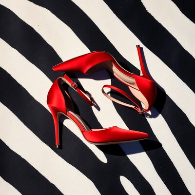 Red Stiletto Heels on Zebra Print