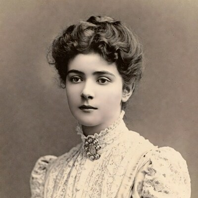Victorian woman in lace dress portrait