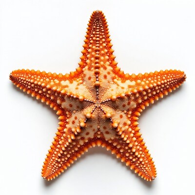 Orange starfish on white background