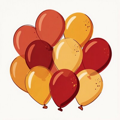 Cluster of red and yellow balloons