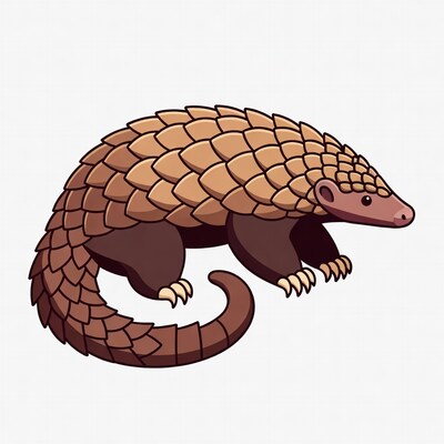 Cartoon pangolin on white background