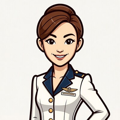 Asian flight attendant illustration smiling
