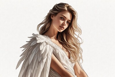 Blonde woman with angel wings