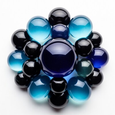 Cluster of Black and Blue Glass Beads
