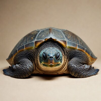 Sea turtle on beige background