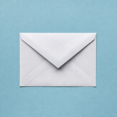 White envelope on blue background