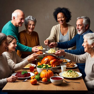Multigenerational family Thanksgiving dinner