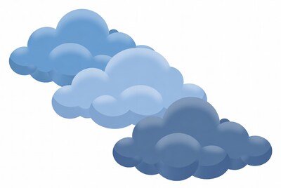 Blue cartoon clouds on white