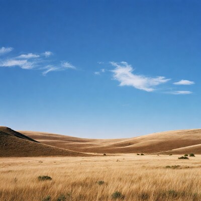 Golden hills under blue sky