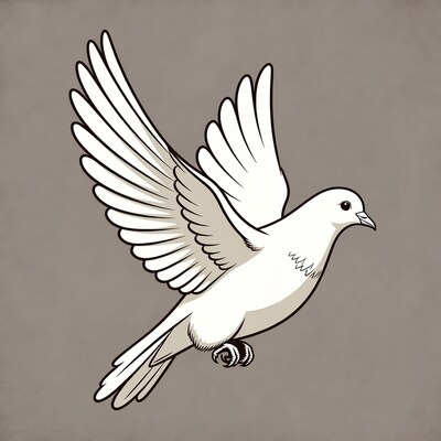 White Dove Flying Illustration