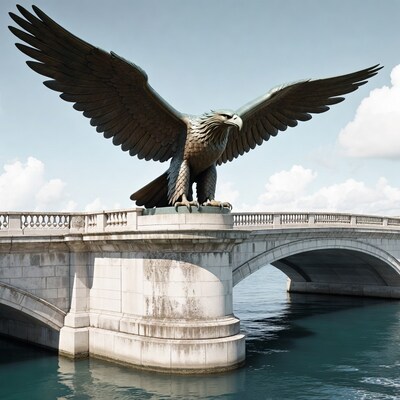 Bronze Eagle Statue on Bridge