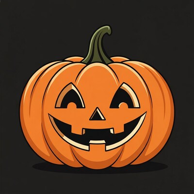 Smiling Jack-o-Lantern Pumpkin Illustration