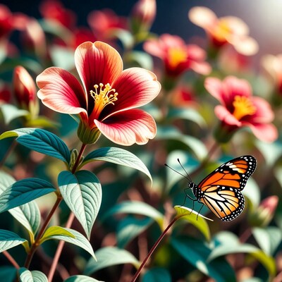 Monarch Butterfly on Red Flower