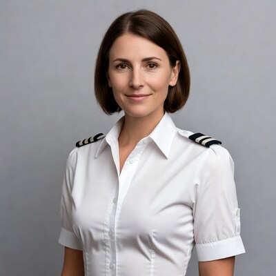 Female pilot in white uniform