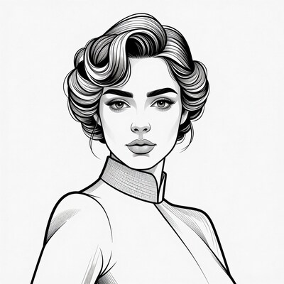 Woman with vintage wavy hairstyle illustration