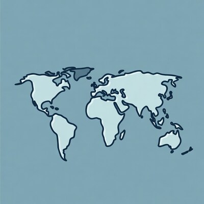 World map illustration with dark Greenland