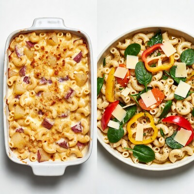 Mac and Cheese with Potatoes and Veggie Pasta
