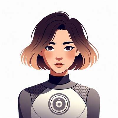 Asian woman in futuristic suit illustration