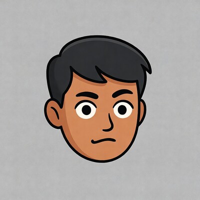 Cartoon Asian man frowning