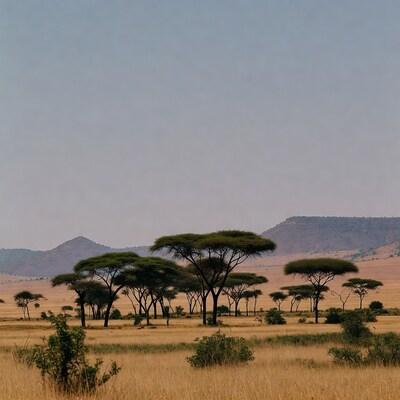 Acacia Trees in African Savanna