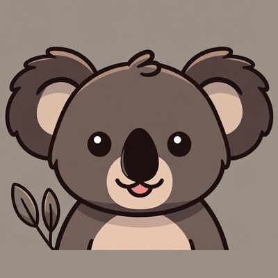 Cute koala illustration with leaves