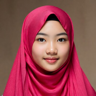 Asian girl in pink hijab