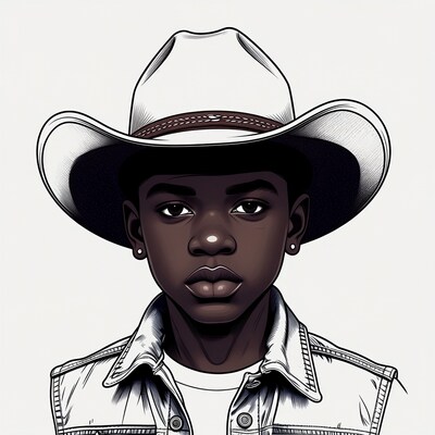 African-American boy in cowboy hat