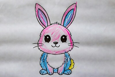 Cute pink bunny drawing