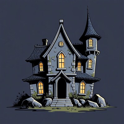Spooky Haunted Castle Illustration