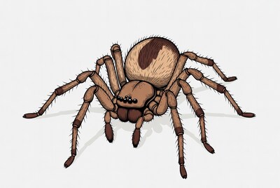 Brown tarantula illustration on white