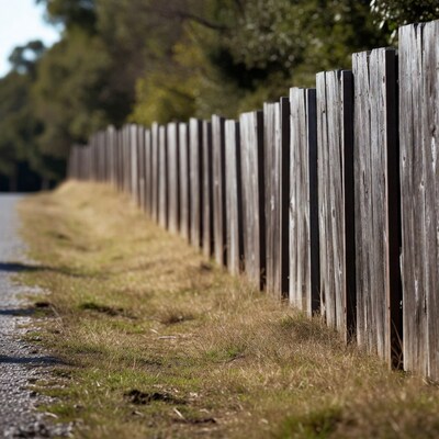 Wooden fence along rural road