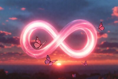 Pink Glowing Infinity Symbol with Butterflies