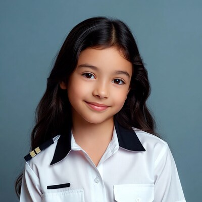 Asian girl in pilot uniform
