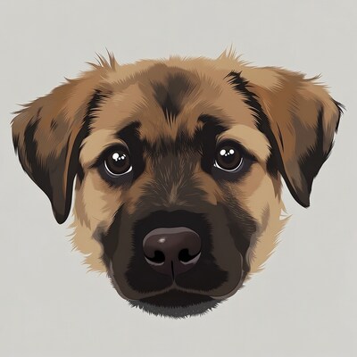 Cute Brown Puppy Closeup Illustration