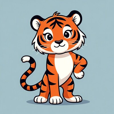 Cute cartoon tiger standing