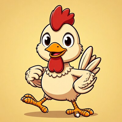 Cartoon white rooster smiling