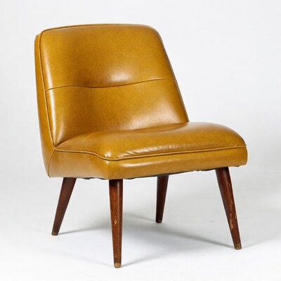 Yellow Leather Armchair on White Background