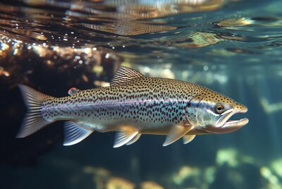 Rainbow Trout Swimming Underwater