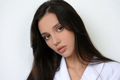 Young woman with long black hair