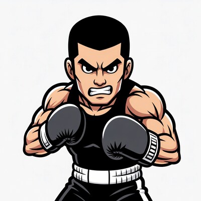 Angry muscular boxer man illustration