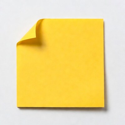 Yellow sticky note peeling corner