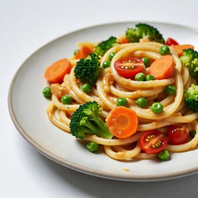 Vegetable Pasta on White Plate