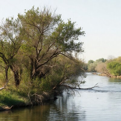 Trees along river bank